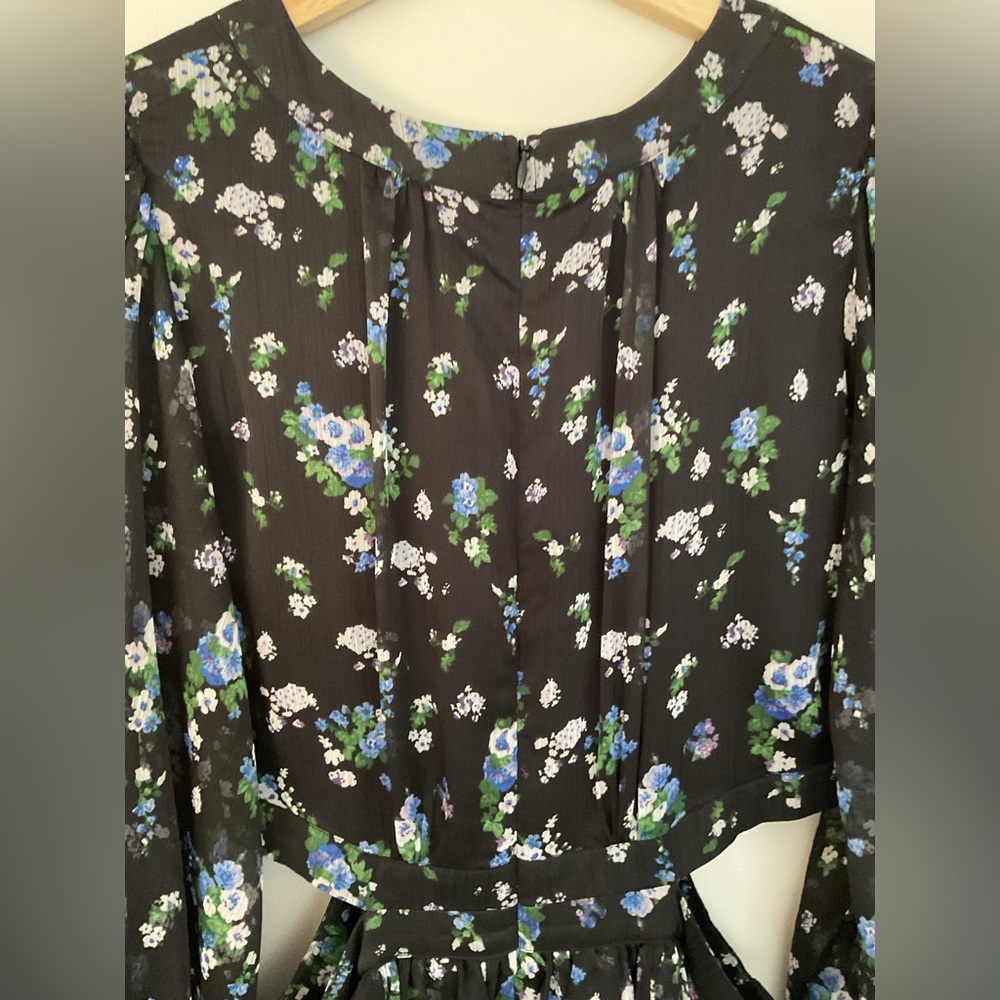 NWT Maje Long Cut Out Dress in Blue Bouquet - Picture 12 of 14